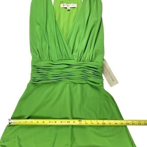 Evan Picone Sleeveless Halter Dress Womens 8 Green Stretch Marilyn Monroe Maxi - Picture 7 of 16